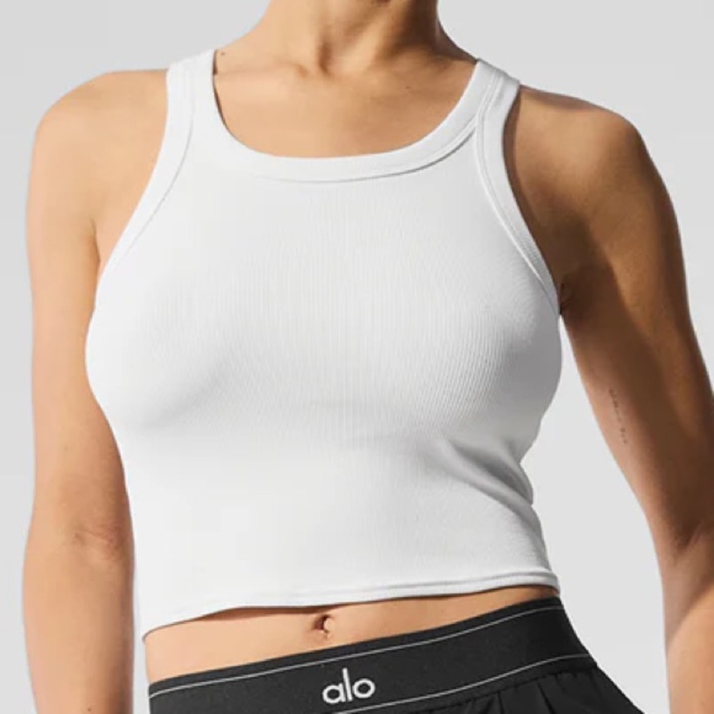 ALO Yoga Goddess Ribbed Go-To Tank White L NWT
